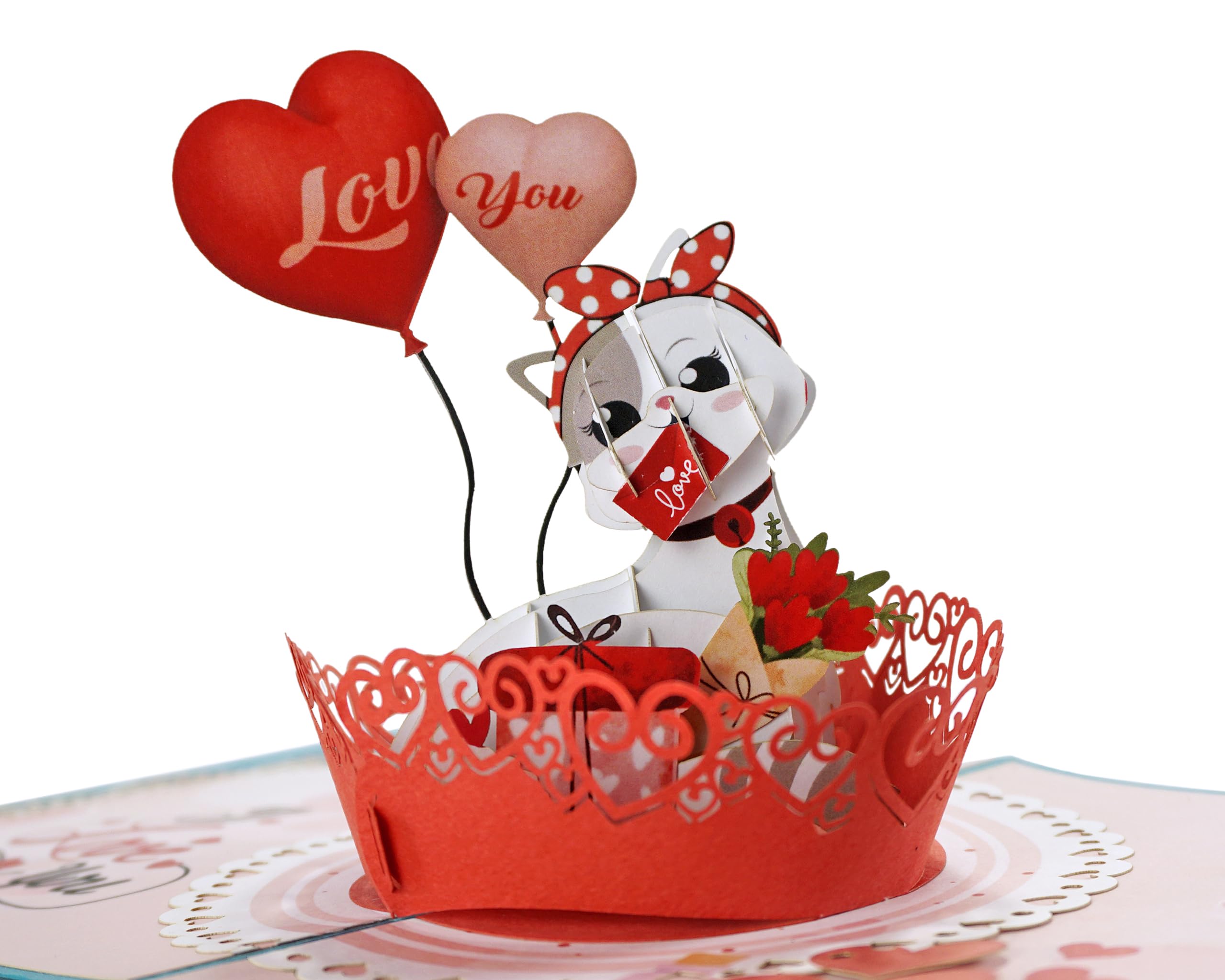 Love Cat Be my Love Pop Up 3D Card. Romantic valentines greeting card for Her,Girlfriend,Wife,Him, Boyfriend,Husband. 15cmx15cm