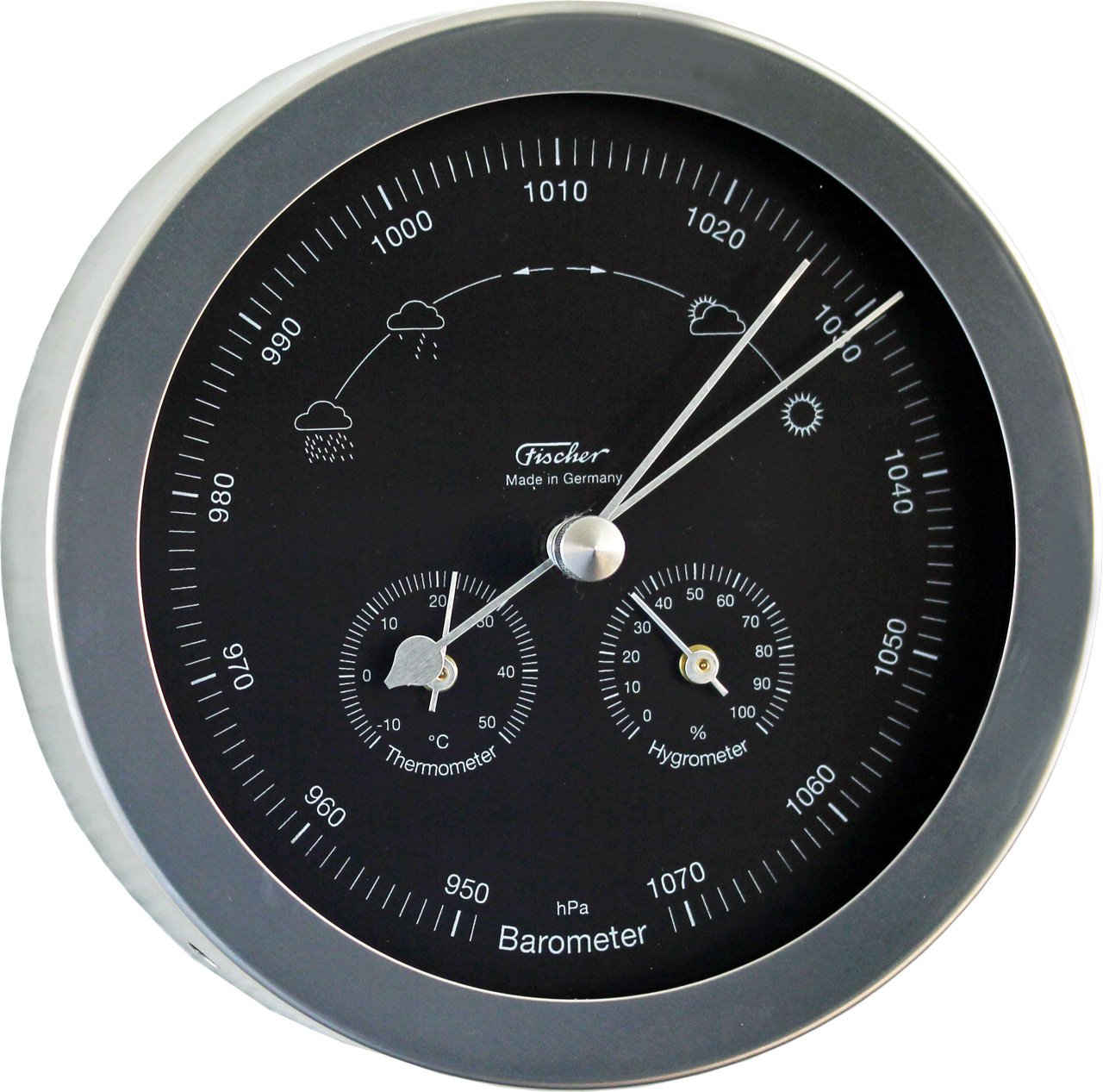 Wetterstation BarometerThermometerHygrometer im Edelstahlgehäuse Ø