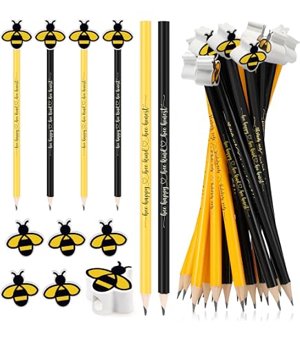 180 Pcs Bee Theme School Supply Kit - Welcome Back Pencils, Erasers, Cards & Bags For Students Classroom