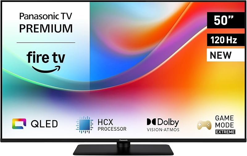 Premium TV-50W85BEZ, W85B Serie, 50 Zoll, 4K Ultra HD QLED Smart TV, 2025, 120 Hz, Fire TV, Dolby Vision und Atmos, Game Mode Extreme, Alexa, Apple Support, Bluetooth, Schwarz