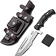GCS Handmade D2 steel Hunting Knife G10 Handle Fixed Blade Knife Right Hand Scout Carry Buffalo leather Sheath and Sharpening Stone for Hunting Camping Survival and EDC