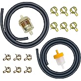Strongthium 3/16 & 1/4 Gas Fuel Line Hose Set 2 Size Rubber Gas Tube & Filter 12 Pcs Clamps for Lawn Mowers ATV Go-carts Mini