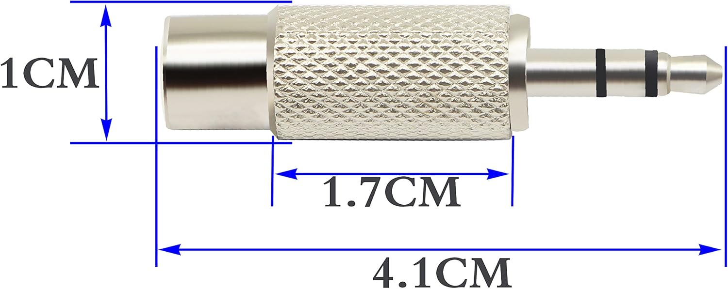 zdyCGTime 3-Pole 3.5mm (1/8 Inch) Plug Male to RCA Female Jack Stereo Adaptor Connector,RCA to 3.5MM Audio Adapter,Compatible with headphones,speakers,phones,mp3 and other devices.(Silver/5Packs) - Image 3