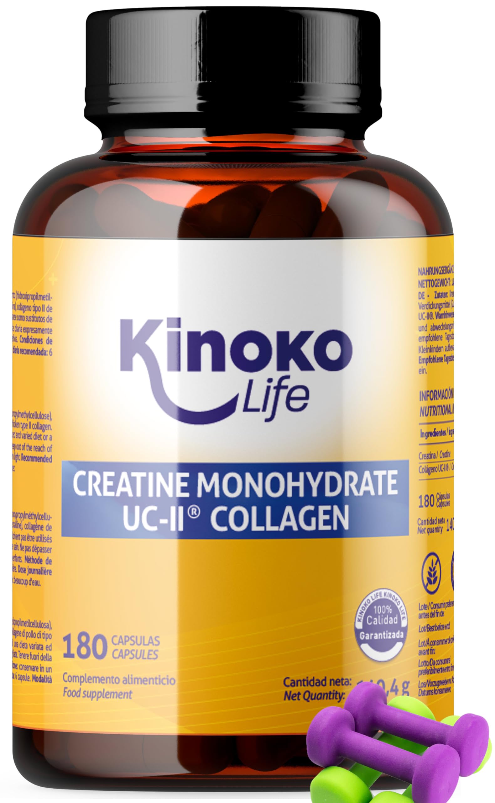 Kinoko Life Creatin Monohydrat Kapseln 3000mg & UCII Kollagen – 180 Kapseln – Kreatin und Creatine Monohydrate für Pre Workout Booster und Gym – Hochdosierte Creatin Kapseln mit Kreatin Pulver