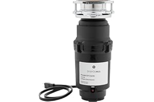 GE Disposall Continuous Feed 1/2 HP Motor Garbage Disposer, Good for Grinding: Cooked Meat, Beans, & Seeds, Universal 3 Bolt Install & Power Cord Included, Recommended for 2-4 Person Homes, GFC565W