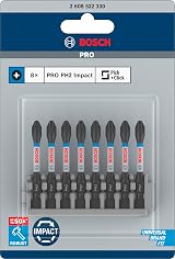 Bosch 8X PRO Phillips Impact Bit PH2 55 mm 8 pcs 1/4" Hex Shank view 2