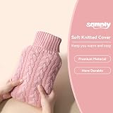 Samply Hot Water Bottle with Knitted Cover 2L Pink Deluxe Warm Compress view 4