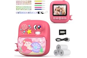 TIATUA Kids Camera Instant Print, Camera for Kids with Printing Photo Paper, Christmas & Birthday Toys Gifts for Girls Aged 3-13, Toddler Digital Camera for 4 5 6 7 8 9 10 11 12 Years Old - Pink
