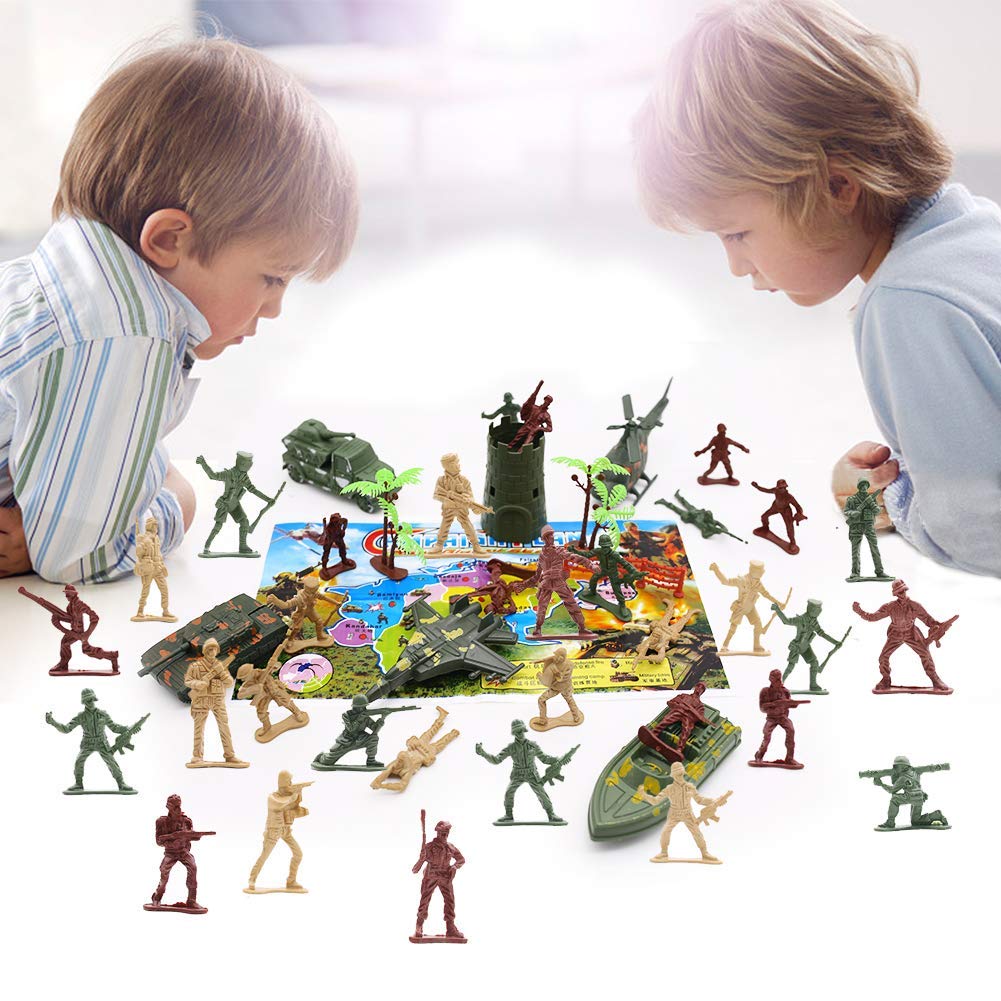 Military Base Set, 307PCS Army Toys World War II Soldiers Plastic Army Men Combat Special Forces with Hand Bag Birthday for Party Favor