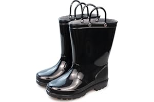 Hbxooxts Children's Rain Boots with Easy-On Handles, Waterproof Outdoor Boots for Girls and Boys, Perfect for School and Play