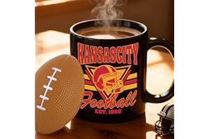 KIRADDLE 2 in 1 Football Fan Ceramic Coffee Mug Cup Kansas City Themed Merch Shop Men Women Sport Stuff Gear Apparel Chiefs Team Decor Accessories Merchandise Dad Boyfriend Bf Birthday Christmas Cool Xmas Gift