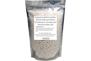 Mini Marshmallows for Hot Chocolate - Vanilla Flavored Dehydrated Marshmallow Bits 1Pound in Reusable Bag - Dried Marshmallows Mini - Perfect Topping for Cereal and Baked Treats by ASOZI