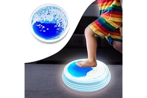 Onyoloy Light Up Liquid Stepping Stones - 1 Round Blue Liquid Stepping Stone with 7 Glow Colors, Indoor Obstacle Training Balancing Stepping Stone Toy for Kids Ages 3 4 5 6 and Up.