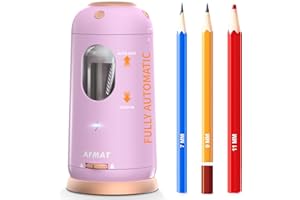 AFMAT Electric Pencil Sharpener, Auto in & Out, Fully Automatic Pencil Sharpener, Rechargeable Hands-Free Sharpeners for Jumbo & Colored Pencils (7-11.5mm), Good for Classroom/Home PSC8(Light Purple)