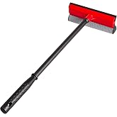 DSV Standard Window Squeegee for Car Windows, 2-in-1 Window Cleaner for Car Windshield, Gas Station, Shower, and Glass | Auto Squeegee with 17.5" Handle, 8" Soft Rubber Blade &amp; Highly Absorbent Sponge