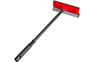 DSV Standard Window Squeegee for Car Windows, 2-in-1 Window Cleaner for Car Windshield, Gas Station, Shower, and Glass | Auto Squeegee with 17.5" Handle, 8" Soft Rubber Blade & Highly Absorbent Sponge