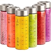 Sursip Glass Juice Bottles 6 Pack 16 oz – Wide Mouth Reusable Bottles with Stainless Steel Lids – Heat-Resistant Borosilicate Glass, BPA Free, Leakproof for Juicing, Smoothies, Milk, Infused Water