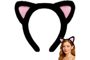 AEGYPIUS Cat Ears Headband Adult, 7 x 6.7 Soft Plush Black Cat Headband, Halloween Cat Ears for Women Makeup and Everyday Cute Looks