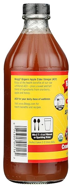 BRAGG ORGANIC APPLE CIDER VINEGAR CRANBERRY APPLE BLEND WITH THE MOTHER – 16 FL OZ – RAW AND UNFILTERED