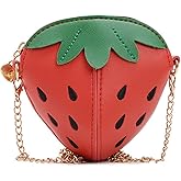 Caviotess Fashion Strawberry Little Girls Crossbody Purse Small Leather Shoulder Bag Handbag Clutch Wallet