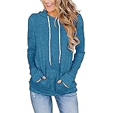 FEEKEKE Women's Long Sleeve Hoodies Tops Lightweight Hooded Sweatshirts Pullover Casual Tunic Shirts with Pocket