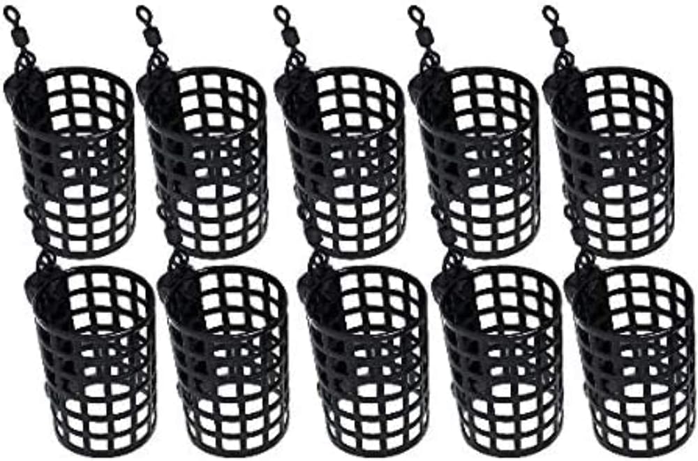 BZS Alloy Steel Round Black Cage Feeder with Swivel 10g-60g Pack of 10