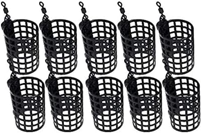 BZS Alloy Steel Round Black Cage Feeder with Swivel 10g-60g Pack of 10