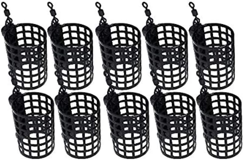 BZS Alloy Steel Round Black Cage Feeder with Swivel 10g-60g Pack of 10