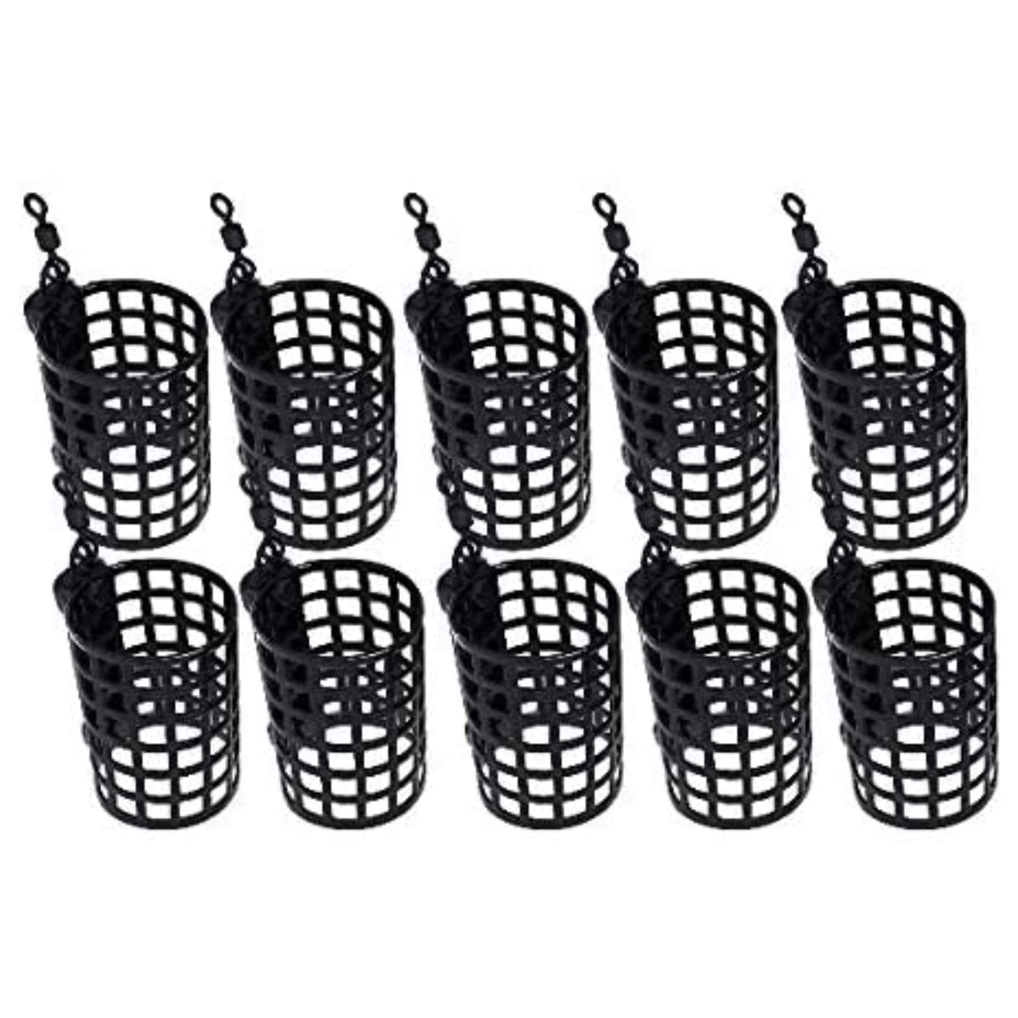 BZS Alloy Steel Round Black Cage Metal Feeder for Carp Coarse Match Barbel Sea Fishing Tackle with Swivel - Pack of 10g, 15g, 20g, 25g, 30g, 40g, 50g, & 60g (50 grams)
