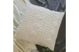 YINFUNG Ivory Euro Sham Covers Boho Shabby Chic Tufted Cream Off White 26x26 Set of 2 Euro Pillow Covers Poms Diamonds Moroccan Embroidery Farmhouse Large Pillow Cover