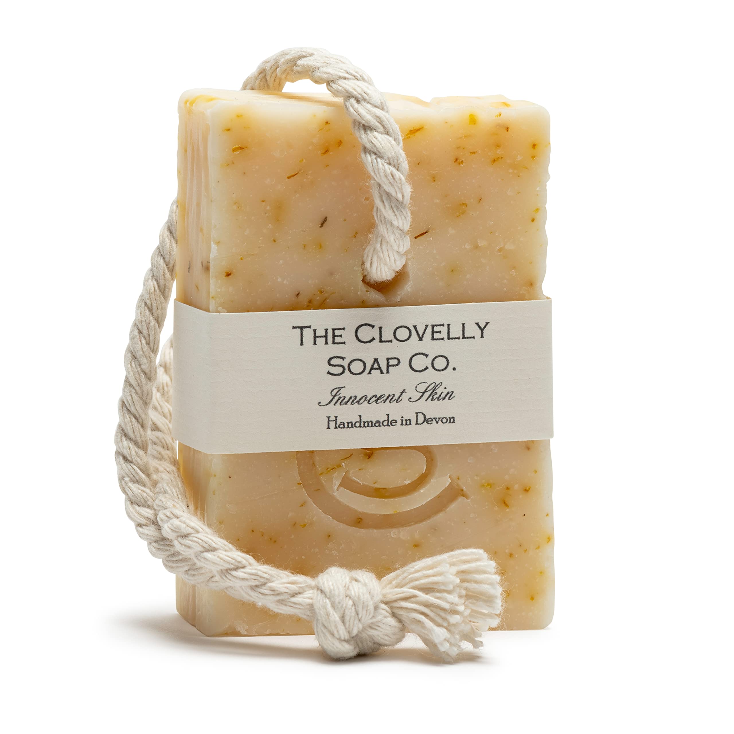 Clovelly Soap Co Natural Handmade Soap on a rope Bar (Unscented, 100g) For all skin types.