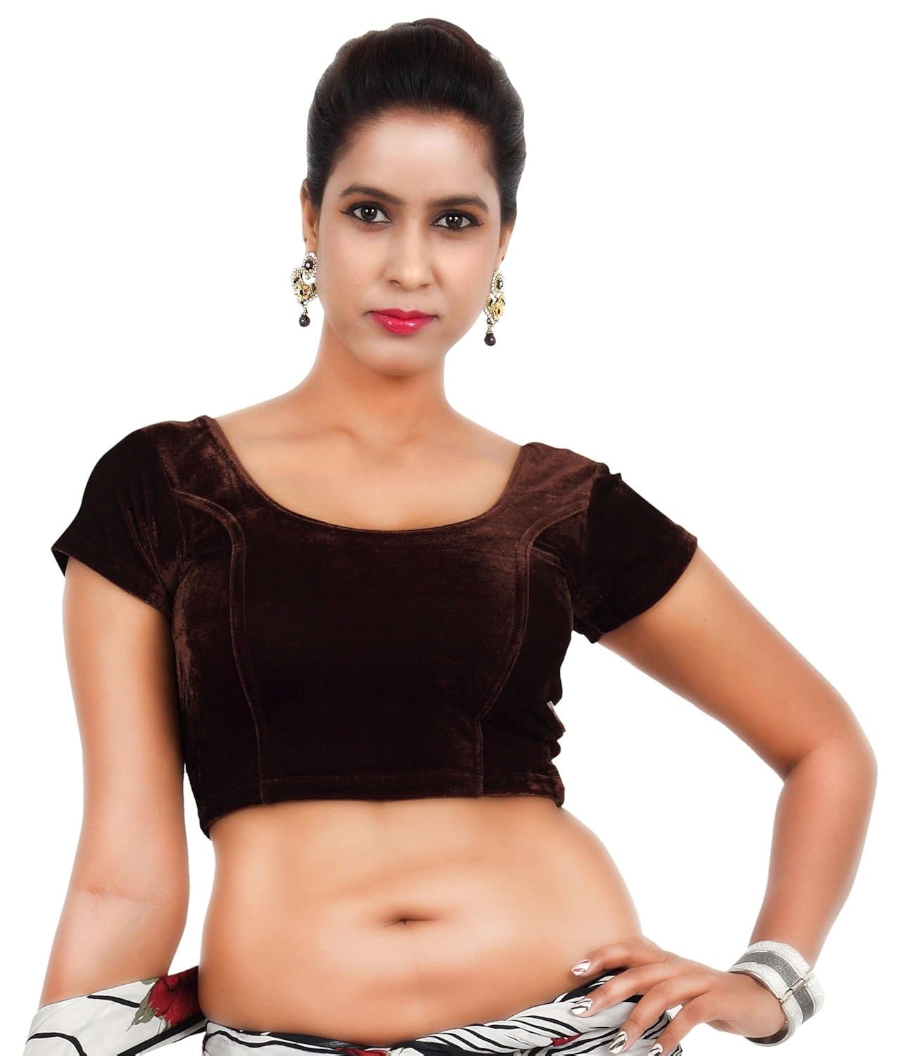 louis fashion velvet fabric women blouse (2074-bl-brown01)