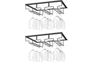 Nuovoware Wine Glass Rack, [2-Pack] Wine Glass Hanger Rack Under Cabinet Stemware Wine Glass Holder Storage Hanger for Bar Ki