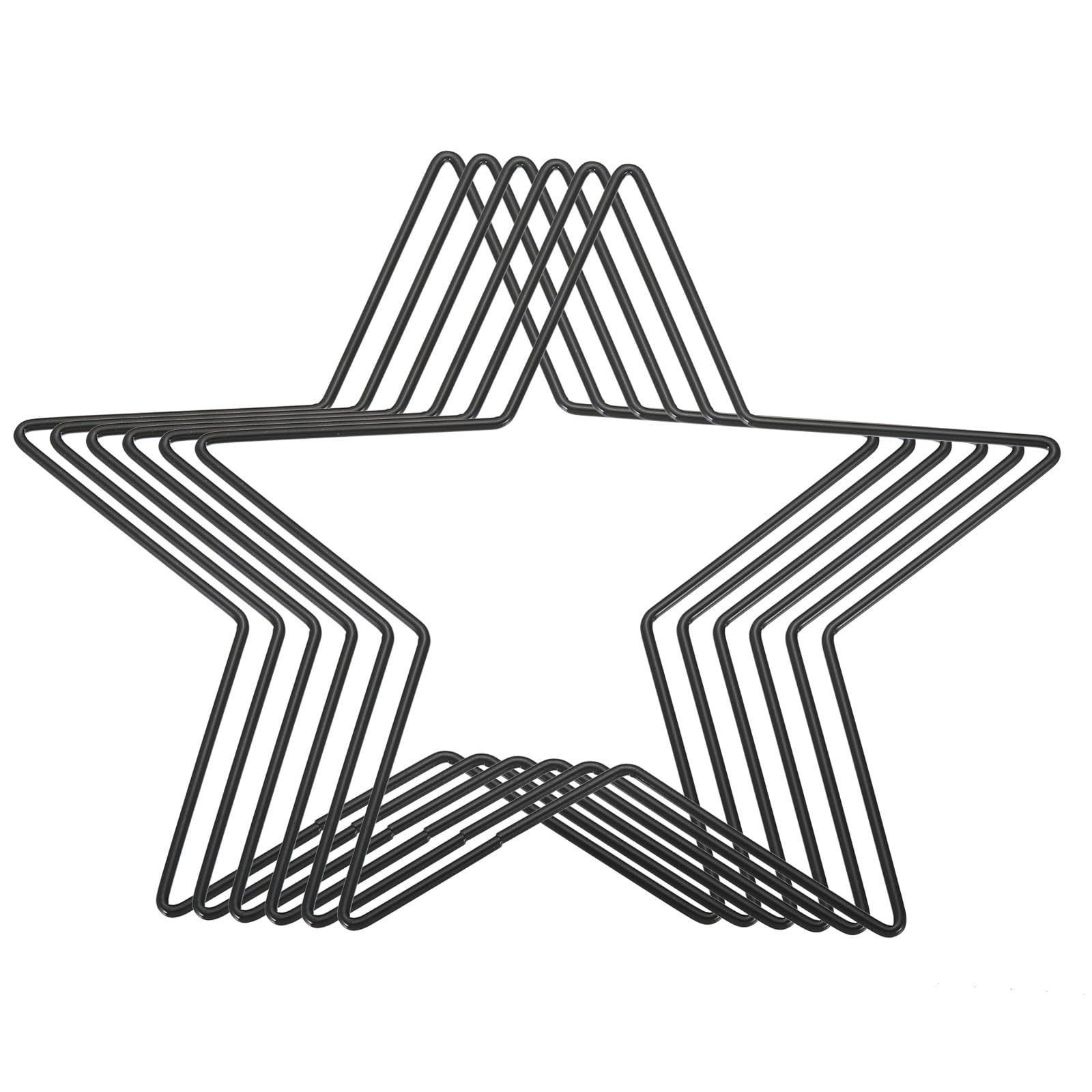 PATIKIL 7.9" Length Star Dream Catcher Rings, 6 Pcs Metal Macrame Wreath Floral Ring Hoop for Home DIY Craft Wedding Wall Hanging Decoration, Black