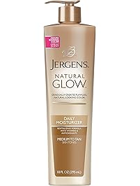 Jergens Natural Glow Daily Moisturizer for Body, Medium to Tan Skin Tones, 10 Ounce Pump