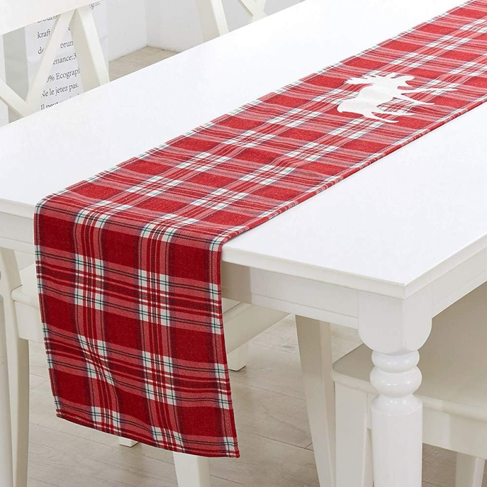 XCSLH Table Runners,Nordic Simple Red Lattice Deer ...