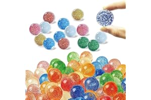 Tuko 24pcs 32MM Glitter Bouncy Ball Toys for Kids Party Favors, 4-8 Years Boy and Girls Indoor Team Playing Set