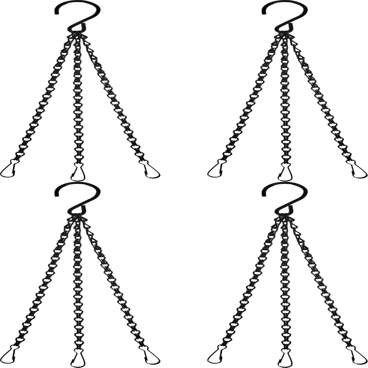 Outdoor Hanging Brackets - Meinvcisi 4 Sets 20inches Black Hanging Chains for Bird Feeders, Planters, Lanterns and Ornaments for Lawn, Patio, Garden, Deck, and Sun Room