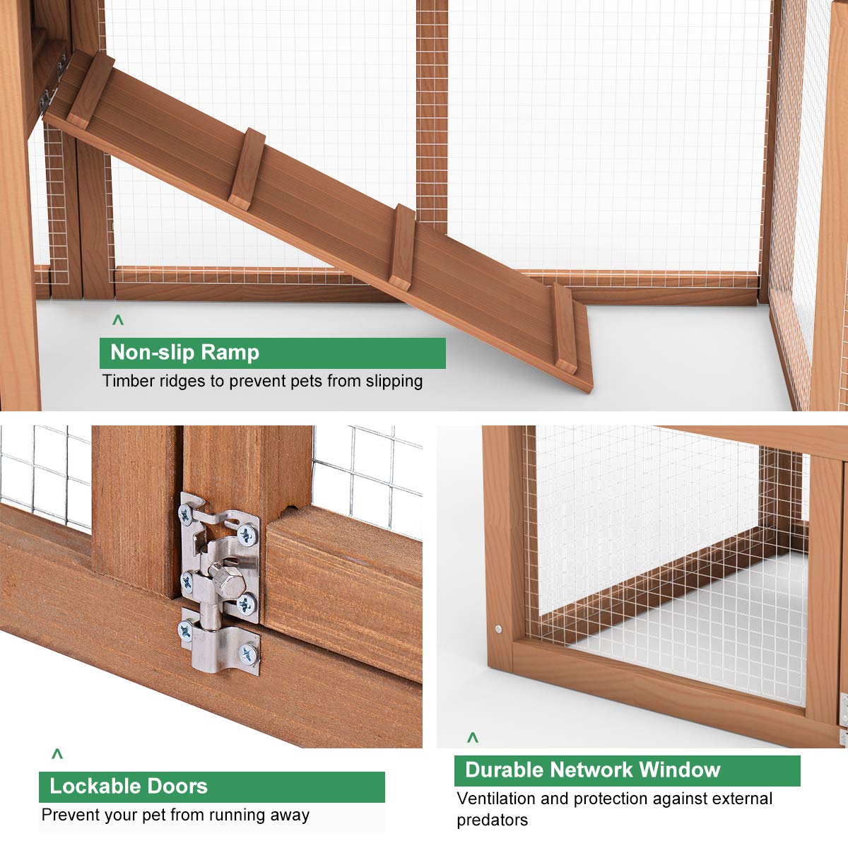 Tangkula Large Chicken Coop, 58‘’ Wooden Hen House Outdoor ...