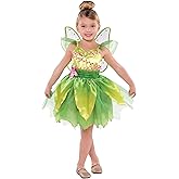 Party City Classic Tinker Bell Costume for Toddler Girl - Includes Petal Dress with Pink Vines & Glittery Wings - Disney Peter Pan Costumes for Halloween, Birthday Parties & Themed Events