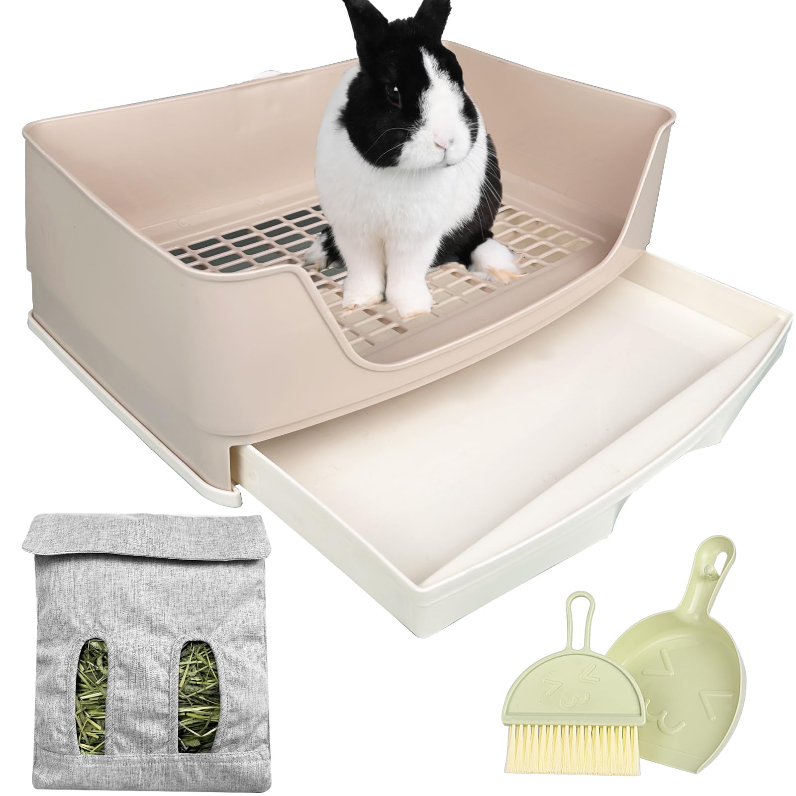 Photo 1 of Oleisert Large Rabbit Litter Box Bunny Litter Box, Potty Training for Rabbits Litter Pan with Drawer, Rabbit Bedding Toilet for Adult Guinea Pig, Ferret, Bunny and Other Animals (Brown)
