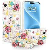 Jefonha Case for iPhone Air Silicone Phone Case with Strap for Women Girls Cute Floral Flowers Design, Adjustable Finger Strap Kickstand Protective Cover, Blossom