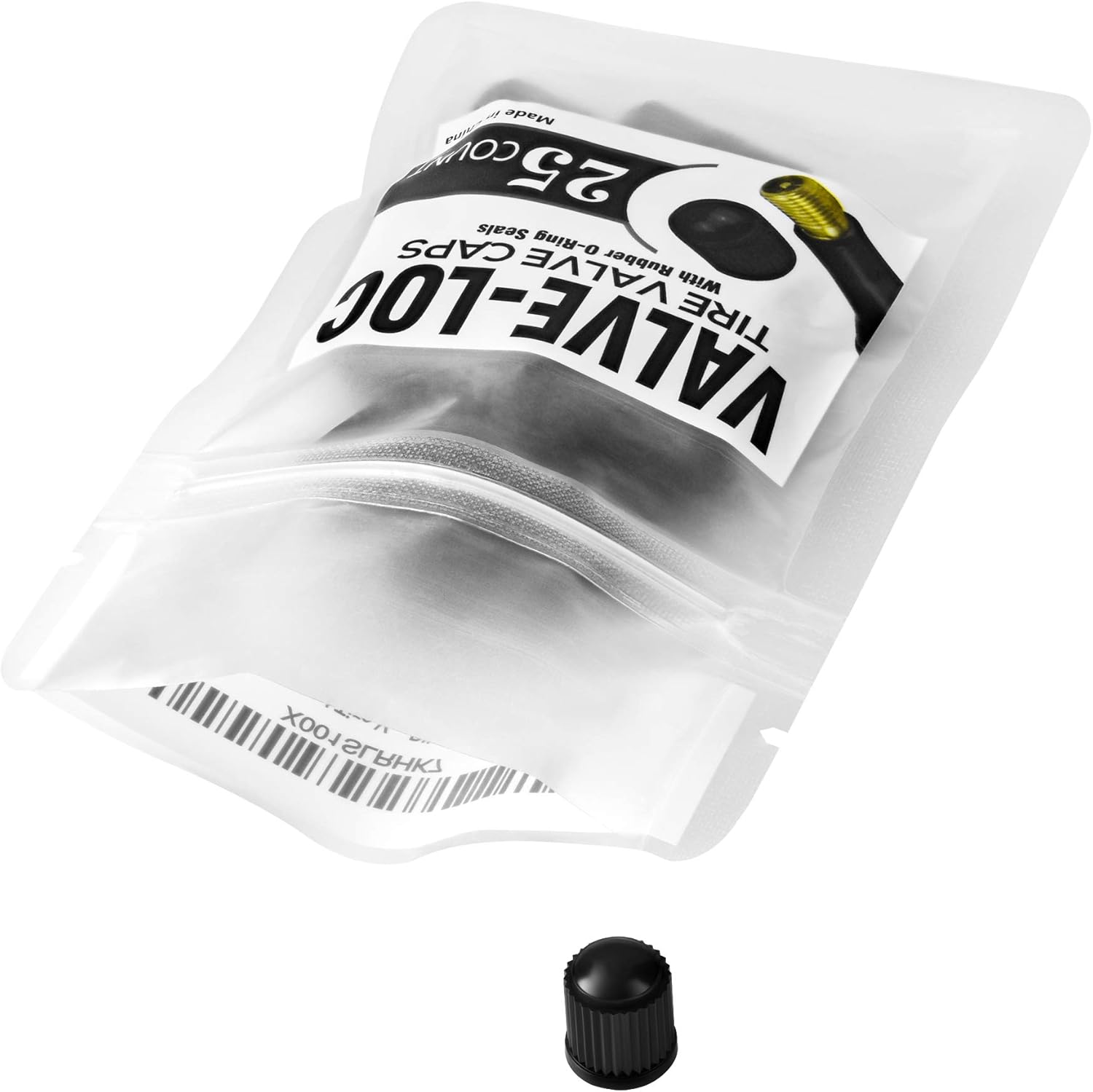 Valve-Loc Tire Valve Caps (25-Pack) Black, Universal Stem Covers for Cars, SUVs, Bike and Bicycle, Trucks, Motorcycles | Heavy-Duty, Airtight Seal | Screw-On, Easy-Grip Use (Black): Automotive