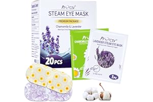 ProCIV 20 Packs Steam Eye Masks, Warming Eye Masks for Dark Circles, Disposable Self-heating Hot Eye Mask Soothing Headache, Dry Eyes, Heating Eye Mask for Stress Eye Fatigue Relief