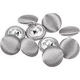 HARFINGTON 10pcs 20L Fabric Cloth Covered Button 12.5mm Round Metal Sewing Buttons for Suits Dress Blouses, Grey