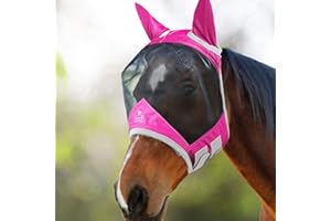 Harrison Howard CareMaster Pro Luminous Fine Mesh UV-Proof Fleece Padding Fly Mask Half Face Flamingo (S; Pony)