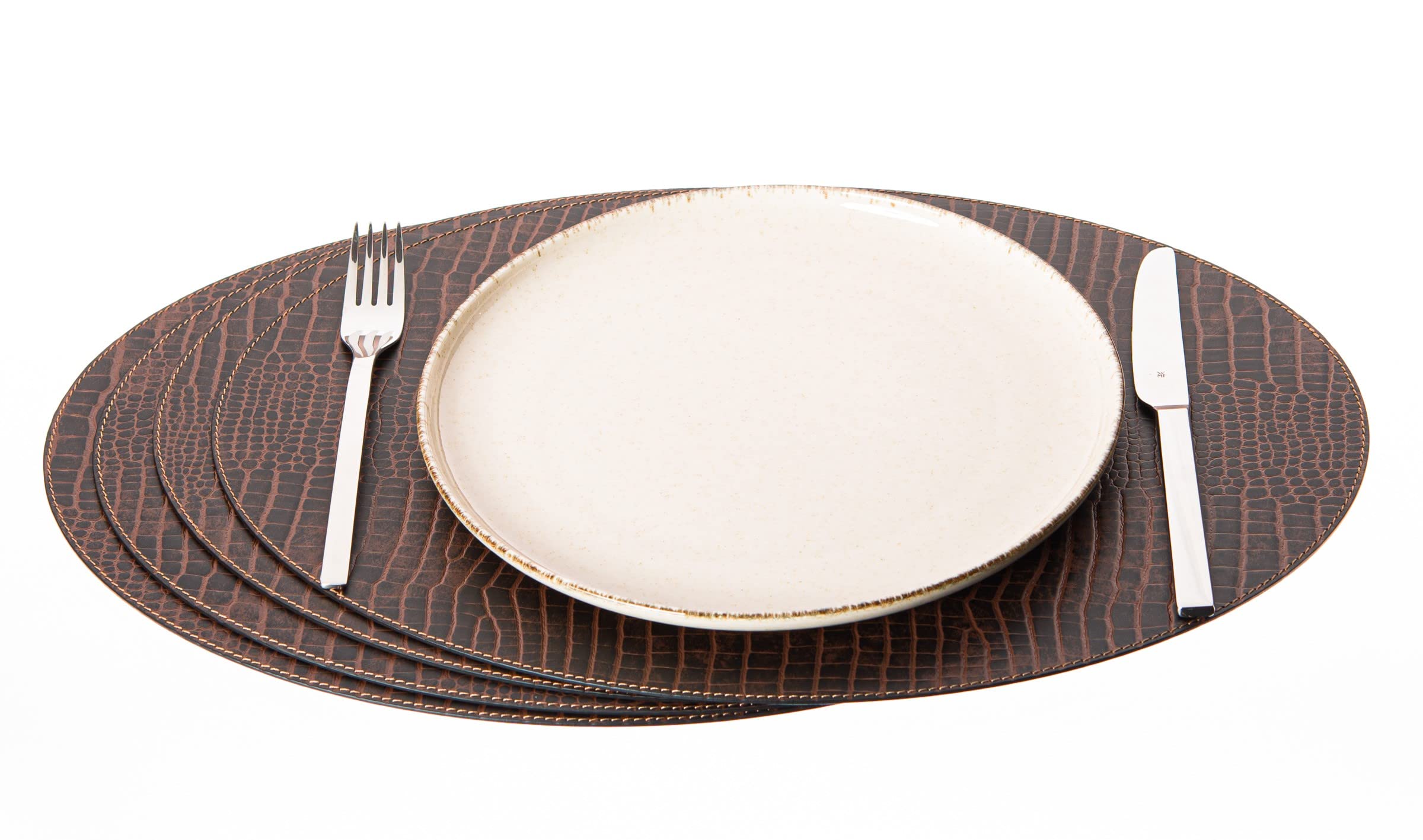 New Nikalaz Set of Oval Placemats, 4 table mats, place mats 45.7 x 33.02 cm (Crocodile) — image 1