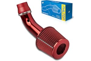 PHILTOP 3" Universal Cold Air Intake Kit Replacement for Honda CR-V 1999-2020, Honda Civic 1999-2020, Odyssey 1998-2021, Hyundai Sonata 1999-2021, Aluminum Car Air Intake Pipe Kit (Red)