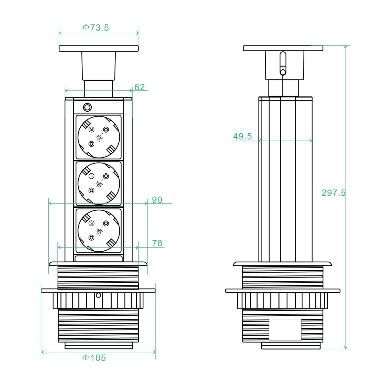 HUX POWER EL1803S - Regleta