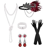 PLULON 6 Pcs 1920s Flapper Accessories for Women, Great Gatsby Flapper Accessories Fashion Roaring 20s Costume for Women